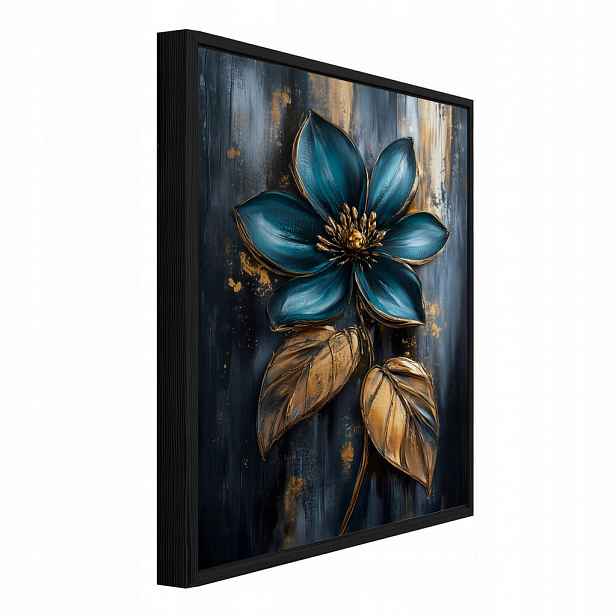 Wallarena ZARÁMOVANÉ obrazy abstraktní květiny modré 100x150 cm