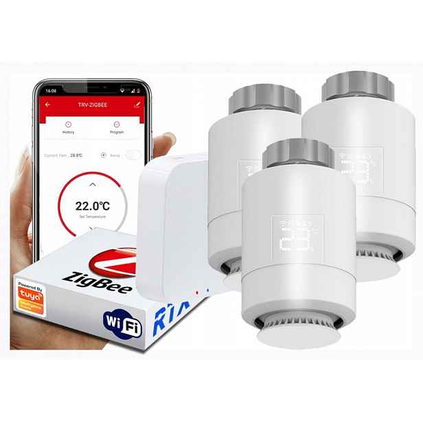 3x hlavice Rtx Termostat brána Zigbee WiFi Tuya Set