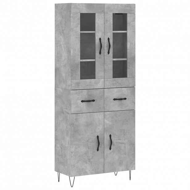 vidaXL Skříň highboard betonově šedá 69,5x34x180 cm kompozitní dřevo