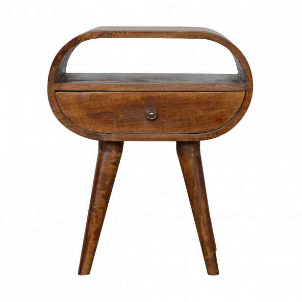 Artisan Furniture NÁSTĚNNÝ NOČNÍ STOLEK, otevřený proutěný, 1 zásuvka a otevřená přihrádka, hnědý