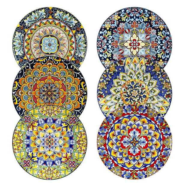 Keramické Dezertní Talíře 21,6 CM Boho, Barevné, Vhodné Do Myčky Nádobí
