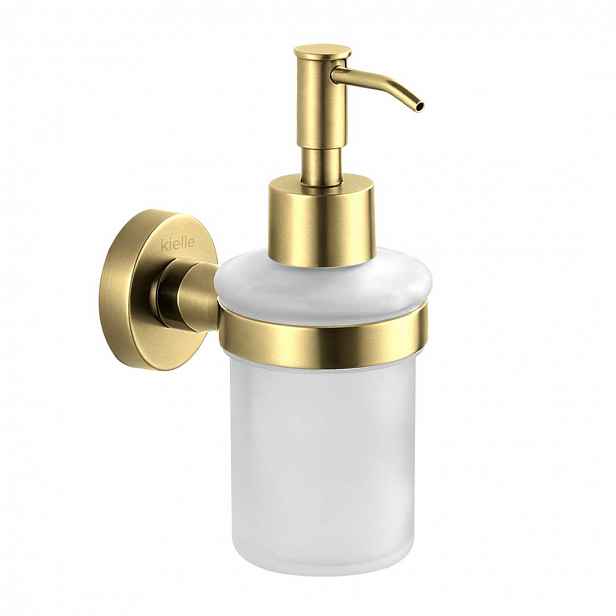 kielle Oudee - Dávkovač mýdla s držákem, matné sklo/brushed gold 40102036