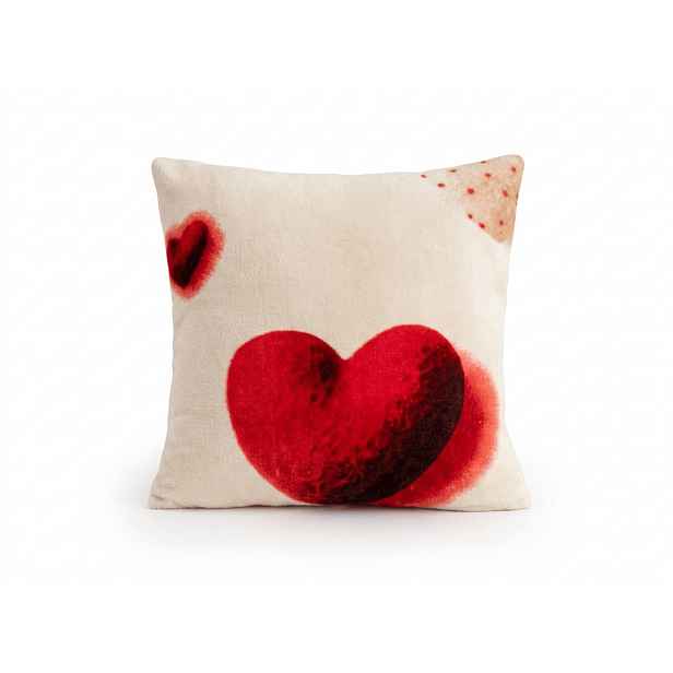 Oboustranný povlak na polštářek DUO SENSE HEARTELLE 45x45 cm mikroplyš/flanel, krémový