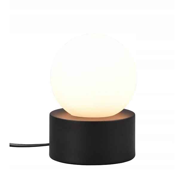 Stolní lampa noční bílá skleněná koule černá Rl
