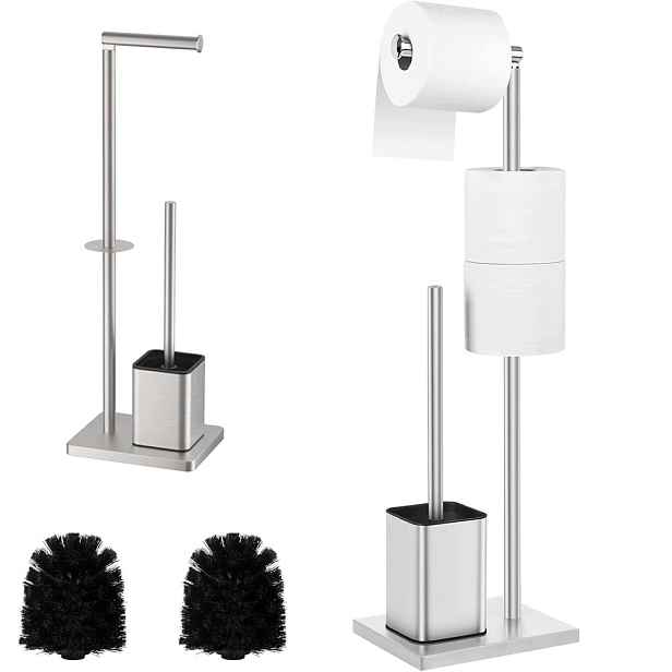 Wc Kartáč Stojan Věšák Na Toaletní Papír Zásoba 3 Rolky Stříbrný