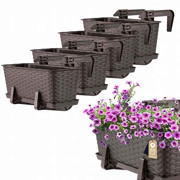 4x Balkonový Truhlík Květináč 40cm Držáky