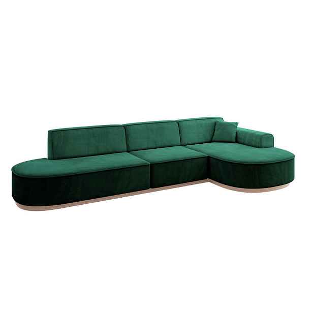 ALTDECOR ROHOVÁ SEDAČKA s otomanem, pravá MARI-L2-v1 328x171x83 Zelená Velur