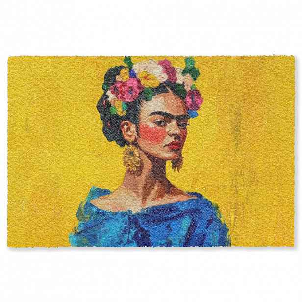 MuchoWow ROHOŽKA Frida Kahlo - Žena - Žlutá - Modrá - Květiny 180x120 cm