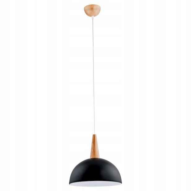Závěsná lampa černá hnědá dřevěná kulatá 30 cm do kuchyně jídelny Alfa