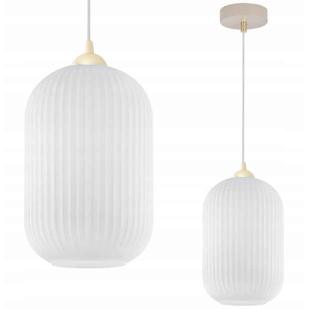Závěsná Stropní Lampa Lustr Bílá Skleněná Kašmírová Béžová Do Obývacího Pokoje