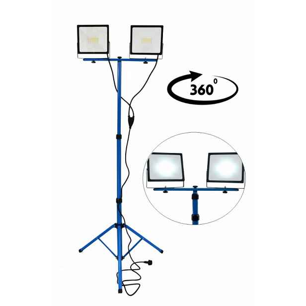 Ledová lampa s bílým světlem na stativu, reflektor pro stavbu, 2x50W