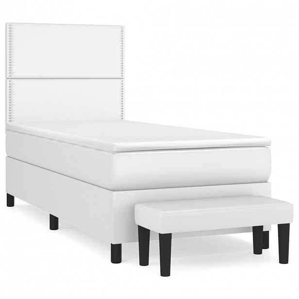 vidaXL Box spring postel s matrací bílá 100x200 cm umělá kůže