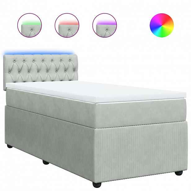 vidaXL Box spring postel s matrací světle šedá 100x200 cm samet