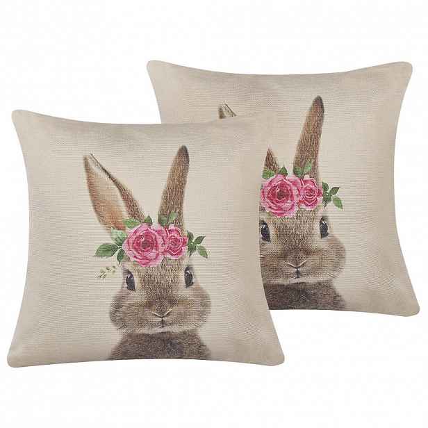 Beliani DEKORATIVNÍ POLŠTÁŘ sada 2 ks Taupe 45/45 cm Tulipa