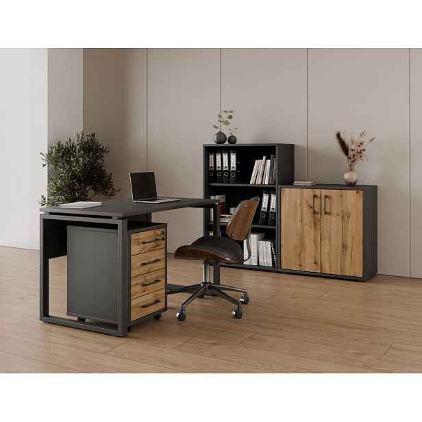 Kancelářská sestava NEJBY GIANNI PREMIUM 3, antracit/dub wotan