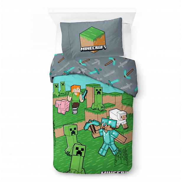 Povlečení Pro Mládež Minecraft 140x200 Gamer Hra Alex Steve Baby Pig 26