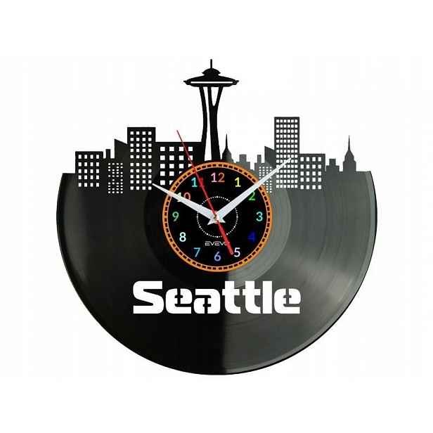 Seattle Dárek Originální dekorace do domu Hodiny z vinylové desky