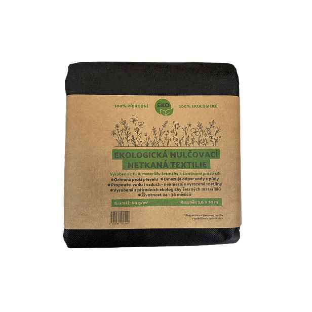 Spunbond Ekologická netkaná textilie ECO PLA, 60g/m2, 10m x 1,6m - černá, 100% rozložitelná