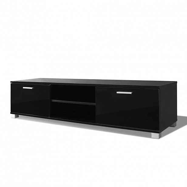 vidaXL TV stolek černý s vysokým leskem 140 x 40,5 x 35 cm
