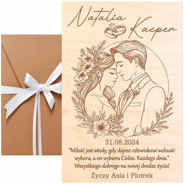 Dárek Na Svatba Dřevěná Svatební Kartička Personalizace Suvenýr Pro Mladé