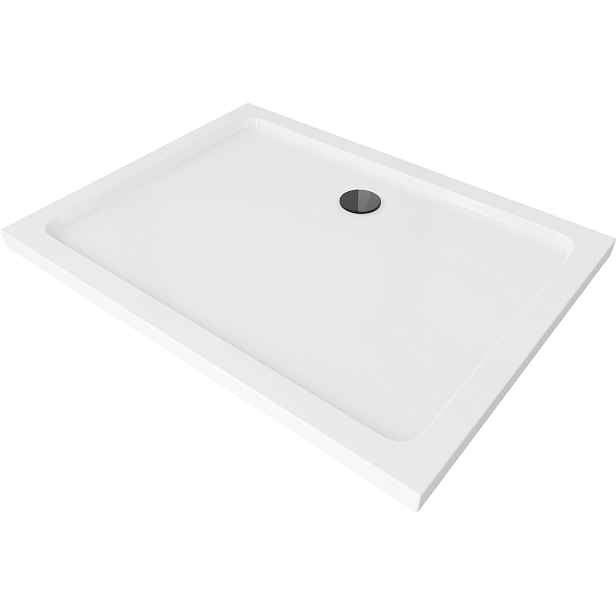 Sprchová vanička MEXEN FLAT s černým sifonem 100 x 80 cm bílá