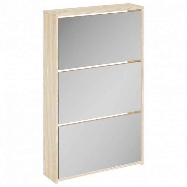 vidaXL Botník třípatrový zrcadlo dub 63 x 17 x 102,5 cm