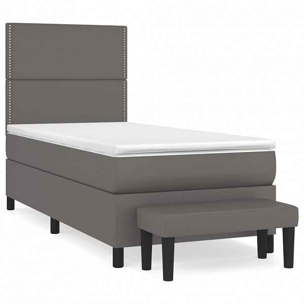 vidaXL Box spring postel s matrací šedá 100x200 cm umělá kůže
