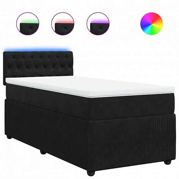 vidaXL Box spring postel s matrací černá 100x200 cm samet
