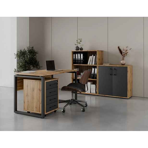 Kancelářská sestava NEJBY GIANNI PREMIUM 3, dub wotan/antracit