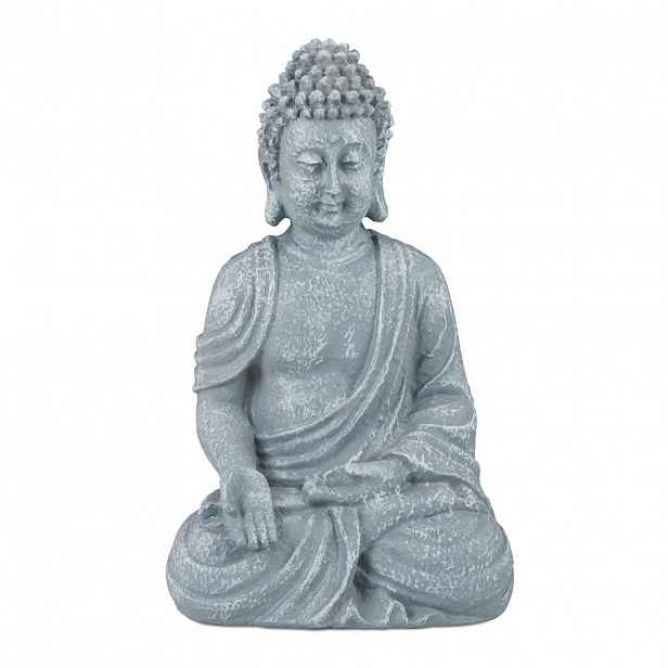 Relaxdays SOŠKA Světle šedá Buddha v meditaci