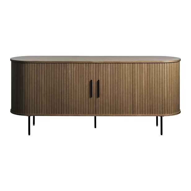 Hnědá komoda v dekoru dubu s posuvnými dveřmi 180x76x45 cm Nola – Unique Furniture