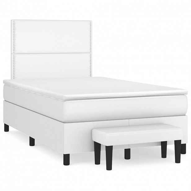 vidaXL Box spring postel s matrací bílá 120x200 cm umělá kůže