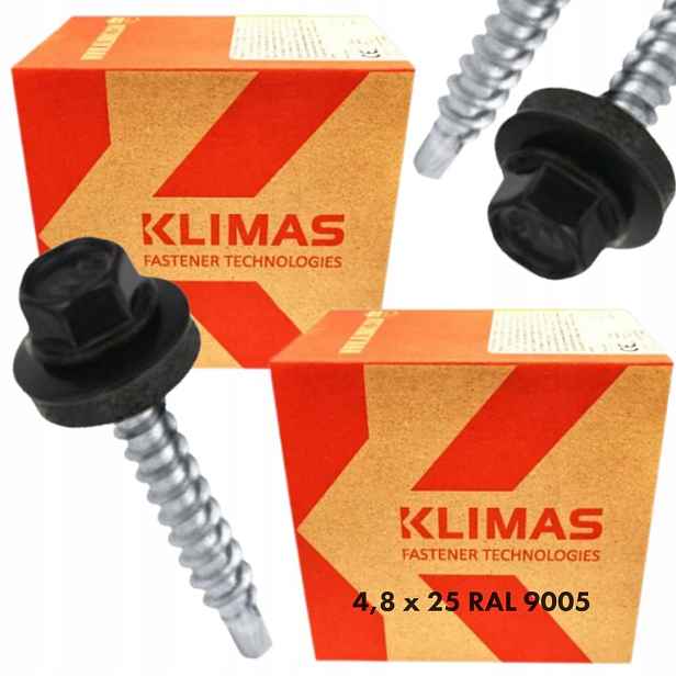 2x Samovrtné vruty farmáři dřevo 4,8x25 podložka Epdm Ral 9005 250 Ks