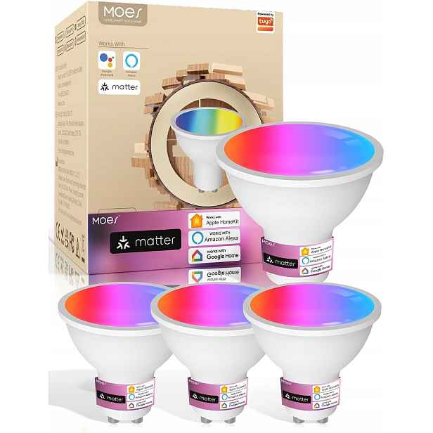 Inteligentní žárovky 5W Rgb+ Wi-Fi Moes MWB-TD5-RCW-GU10-MS, sada 4 ks