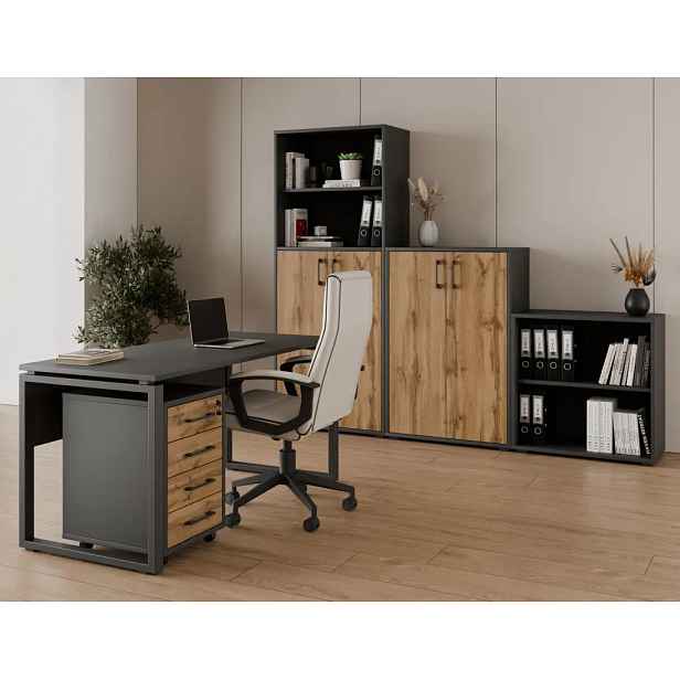 Kancelářská sestava NEJBY GIANNI PREMIUM 4, antracit/dub wotan