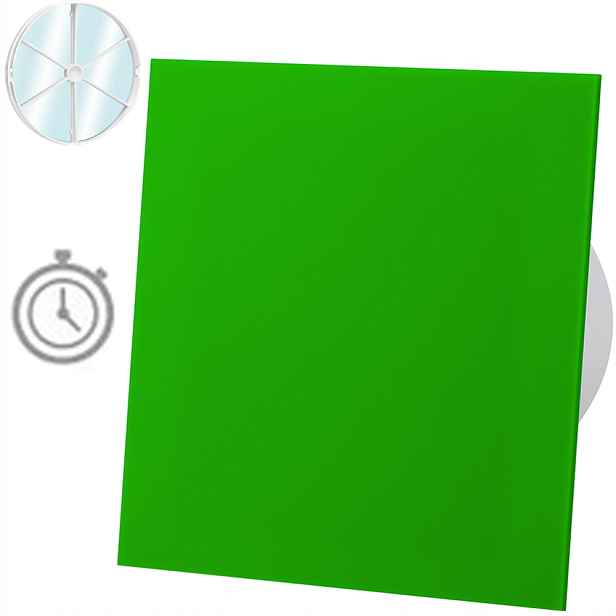 Plexi Ventilátor Zelený Časový Spínač Časovač Zpětný Ventil Fi 125