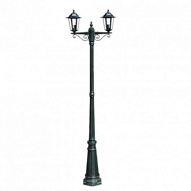 vidaXL Zahradní lampa vysoká 2 ramena 215 cm tmavě zelená/černá hliník