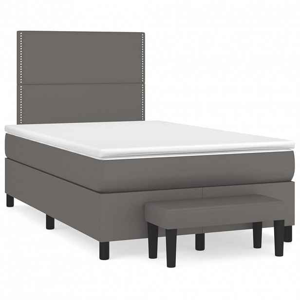 vidaXL Box spring postel s matrací šedá 120x200 cm umělá kůže