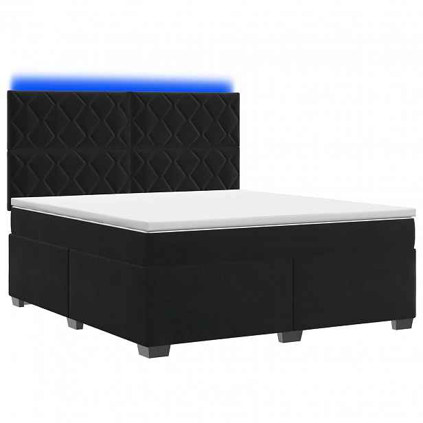 vidaXL Postel boxspring s matrací s LED pásky Černá 180 x 200 cm Samet