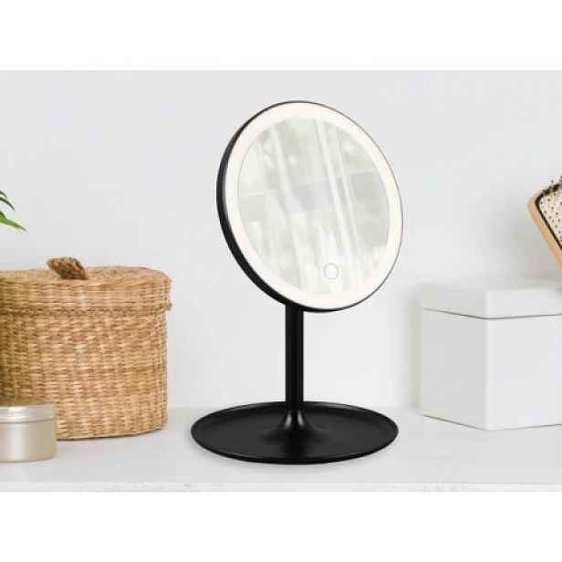 Kosmetické zrcadlo s LED Liara 18x28,5 cm, černé
