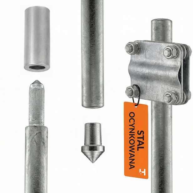 Uziom Set pozinkovaný 16 mm tyč 1,5 m hrot mech křížové spojení