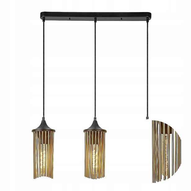 Závěsná lampa Lustr Černá Měď 3xE27 40W Regulovatelná Roxas Rabalux