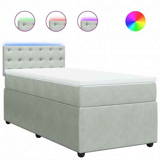 vidaXL Box spring postel s matrací světle šedá 100x200 cm samet