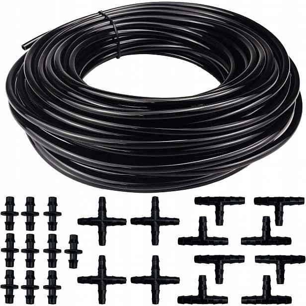 Hadice Pro Zahradní Zavlažování Skleníků 20 Metrů 4/7 MM Pvc Sada Konektorů