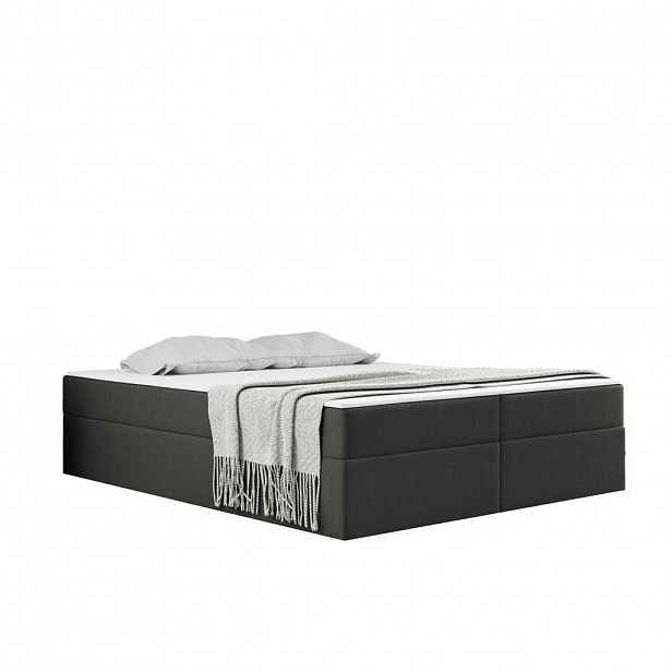 Kaiser Möbel KONTINENTÁLNÍ POSTEL s úložným prostorem, matrací a topperem Ruben Tmavě šedá 120x200 cm H2-Pocket