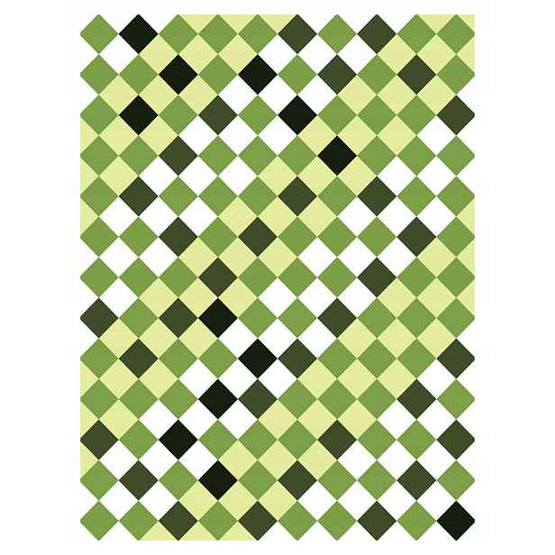 Tapeta Geometrické kosočtverce mozaika abstrakce zeleno-bílo-černá 206x275