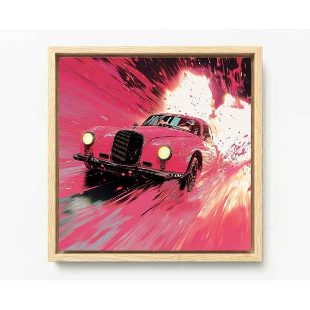 Obraz Rám American Box Růžový Auto Rychlost Závod Jízda 50x50