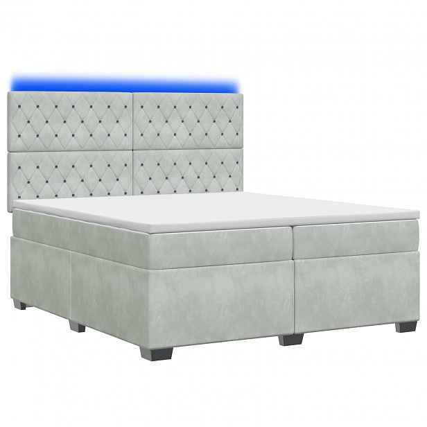 vidaXL Postel boxspring s matrací Světle šedá 200 x 200 cm Samet