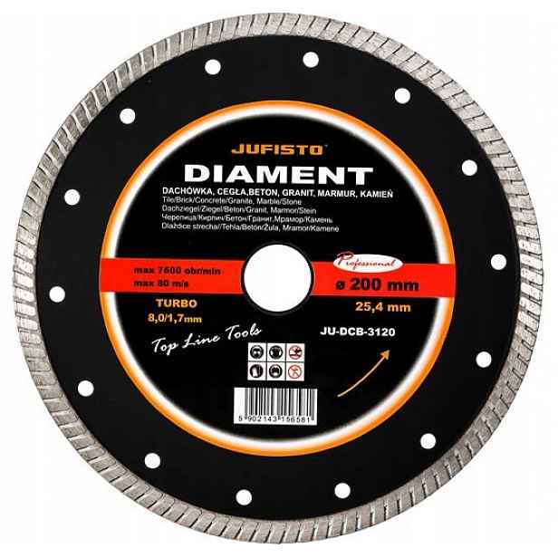 Diamantový Kotouč 200x25,4 Cihly, Střešní Tašky, Granit