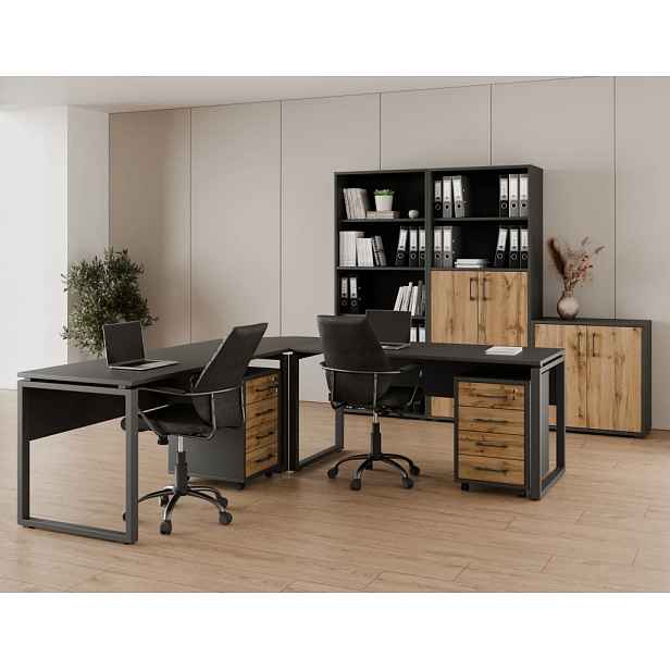Kancelářská sestava NEJBY GIANNI PREMIUM 5, antracit/dub wotan